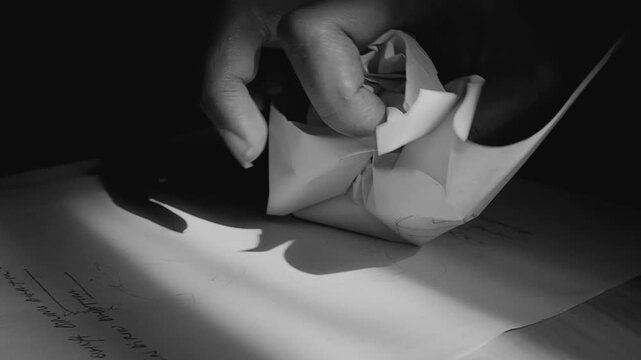 Hand Crumpling Paper in Frustration Over Writing Mistake