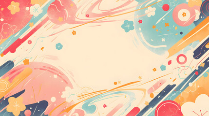 flat vector comic style abstract background colorful frame minimalist