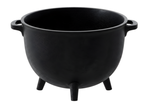 Heavy duty cast iron cauldron ready for brewing potions or cooking hearty meals outdoors