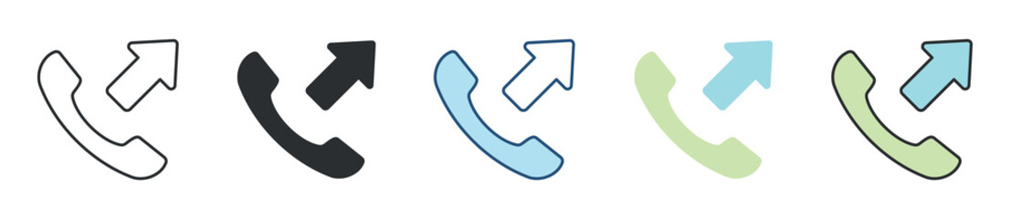 Outgoing Call Icon Set Multiple Style Collection