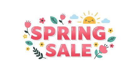Fototapeta premium Spring Sale Promotion Graphic with Floral Accents