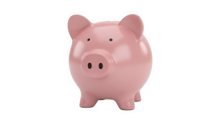 Classic pink piggy bank for saving money and financial security concepts isolated transparent background