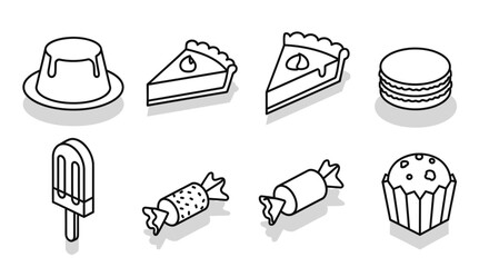 Delightful Dessert Outlines A Black and White Collection of Sweets for Creative Projects