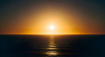 Sun Setting Over the Ocean Horizon