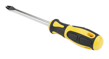 Professional flathead screwdriver tool for home repairs and diy projects featuring a durable metal shaft and ergonomic grip for comfortable use transparent background