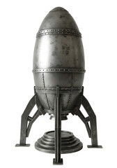 Vintage steampunk rocket ready for launch, a retro-futuristic design and industrial style icon for innovation