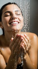 Woman Enjoying a Relaxing Shower.