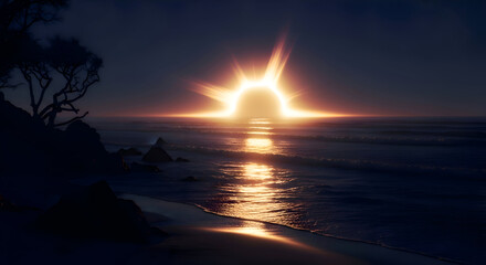 Stunning Sunrise at a Rocky Coastline