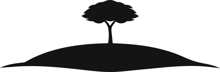 A Single Island with a Tree Icon Clean Silhouette