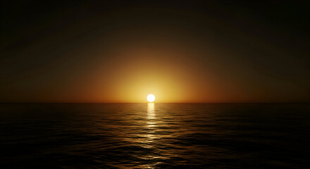 Golden sunset over rippling ocean horizon