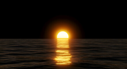Ocean Sunset with Golden Light Reflection