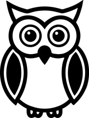 An Owl with Large Eyes Simple Graphic Symbol Clean