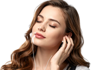 Relaxed Girl Enjoying Music on Phone with Earphones