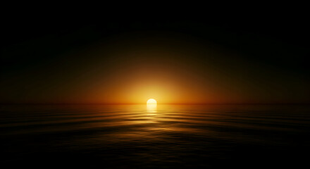 Golden Sunset Over the Ocean Horizon