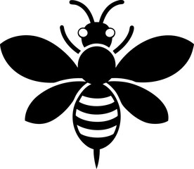 Honeybee on Flower Silhouette Vector Illustration