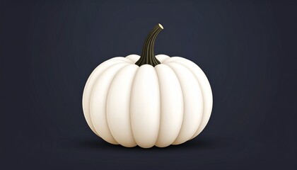 A stylish white ghost pumpkin vector illustration isolated on a dark background. A modern and minimalist concept for autumn, Halloween, and Thanksgiving