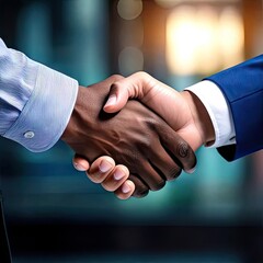 Close-up of diverse business people shaking hands