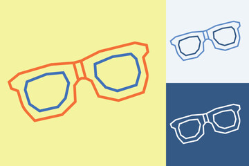 Sunglasses Icon made in Bold Outline Cutout and Flat Design in Three Color Style