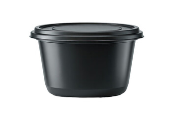Black plastic food container with lid