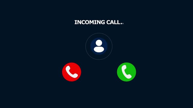 Incoming call ring icon background black Screen Animation of phone call Incoming call phone icon you receive the message animated, Incoming call ring icon on a background.