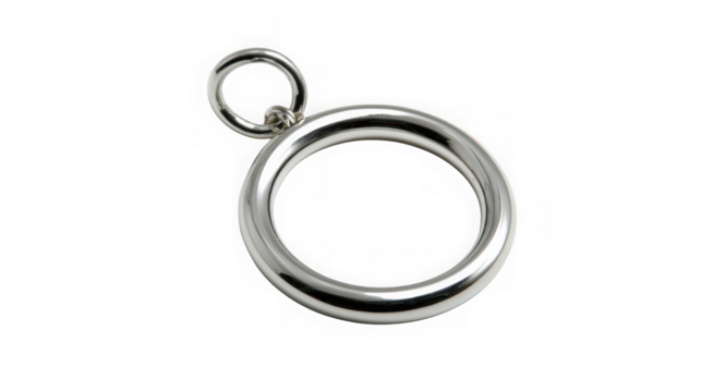 Shiny silver metal ring and small loop attached for jewelry or crafting projects transparent background