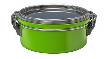 Bright green airtight food storage container with clamp lid for kitchen organization and pantry storage transparent background