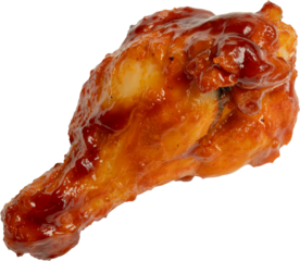 Grilled spicy chicken wing isolated on white background