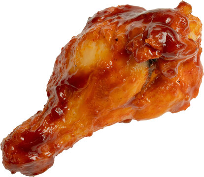Grilled spicy chicken wing isolated on white background