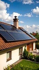 House with solar panels on a sunny day