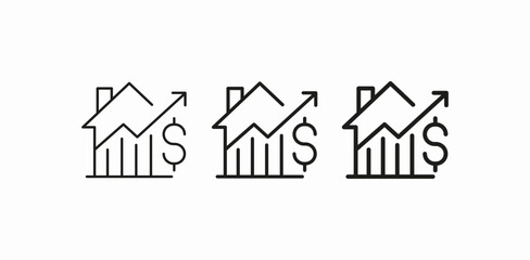 house market rise icon sign vector