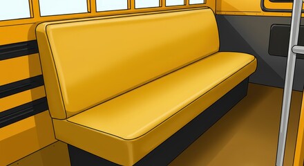 A yellow school bus seat, brightly colored and comfortable, offers a view of the vehicle's interior.