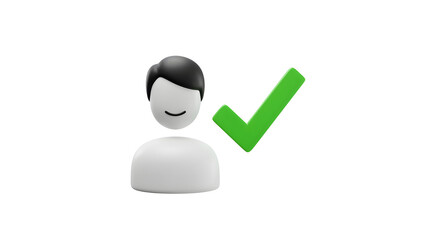 Smiling person with green check mark isolated PNG with Transparent Background