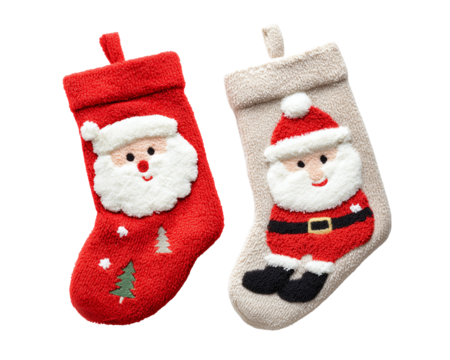 Festive christmas stockings with santa