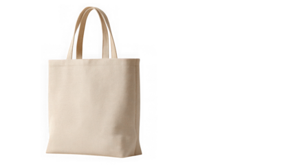 Eco-friendly beige canvas tote bag with sturdy handles for everyday use transparent background