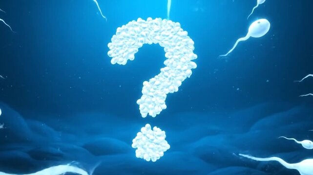 sperm cells swimming forming question mark biology