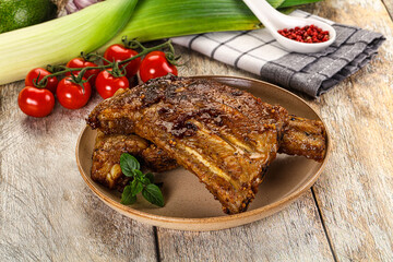Tasty roasted pork ribs with spices