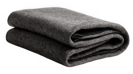 Cozy folded gray blanket textile for comfort and warmth transparent background
