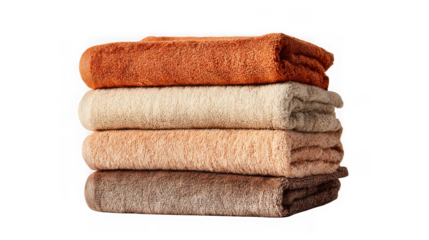 Stack of five different colored rectangular bricks isolated on a dark surface transparent background