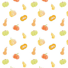 水彩カボチャパターン背景あり