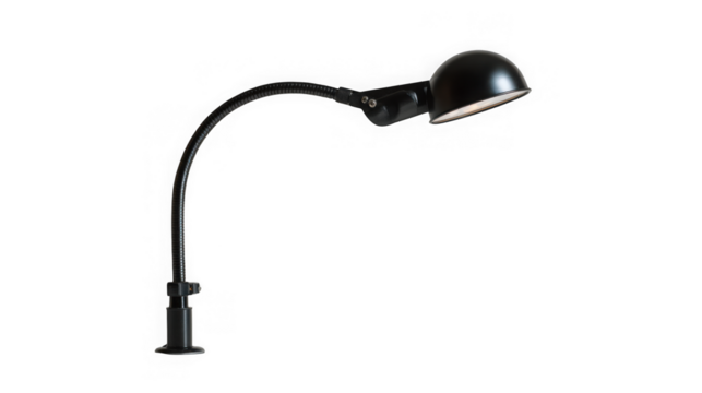 Classic industrial task lamp with adjustable gooseneck for versatile lighting applications transparent background