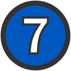 blue round number seven