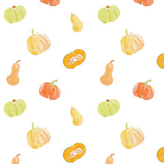 水彩カボチャパターン背景あり