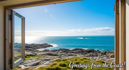 A cheerful coconut mascot on a tropical beach celebrating global travel for World Tourism Day