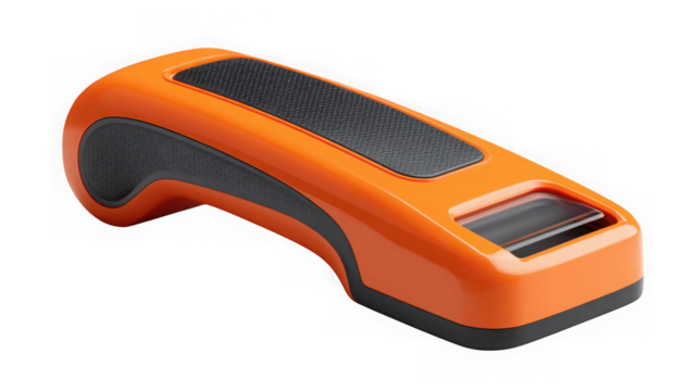 Orange and black digital meat thermometer for accurate cooking temperatures transparent background