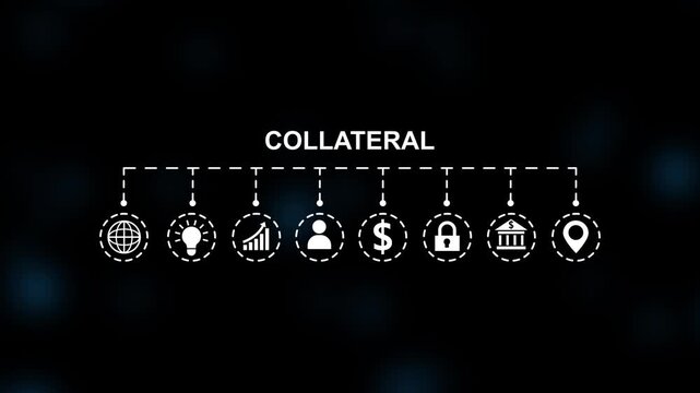 Collateral financial concept diagram with icons and dark background finance security