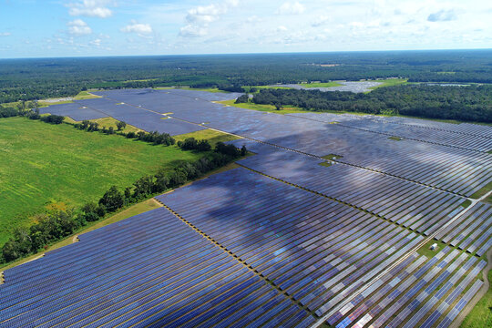 Sunshine Gateway Solar Energy Center Field at intersection of I-10 and I-75 in Columbia County Florida USA erected by Florida Power and Light. 09.15.2025