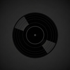 A monochrome image featuring a vinyl record with visible grooves on a dark gray background surface created with generative ai