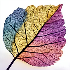 Obraz premium Colorful Leaf Vein Detail Macro Photography