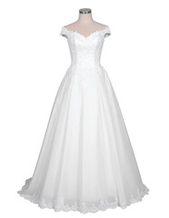 Elegance Bride's Wedding Dress on Mannequin Statue, Isolated on Transparent Background