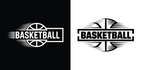 Basketball speed motion typography sports emblem design for t shirt, poster, banner, sticker, and athletic team graphics